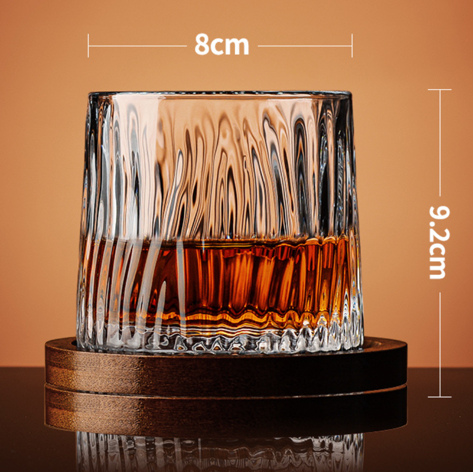 Flame (Glass + Base) Spinning Whisky Rock Glass 280ml (1pc)