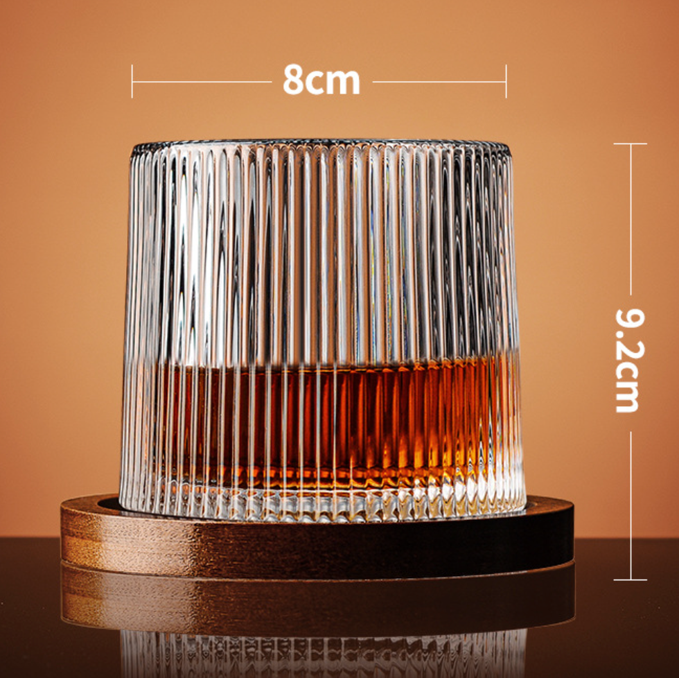 Morden (Glass + Base) Spinning Whisky Rock Glass 280ml (1pc)