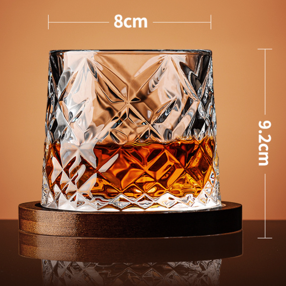 Star (Glass + Base) Spinning Whisky Rock Glass 280ml (1pc)